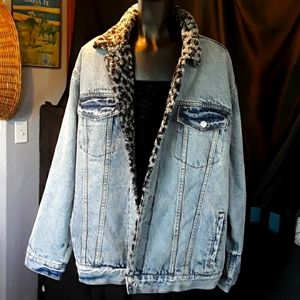 faux fleece lined denim jacket